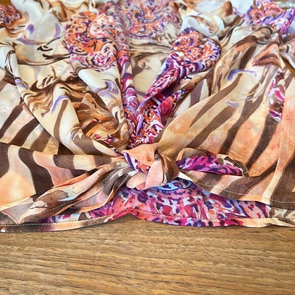 Chico’s sheer colorful open top - Picture 7 of 11